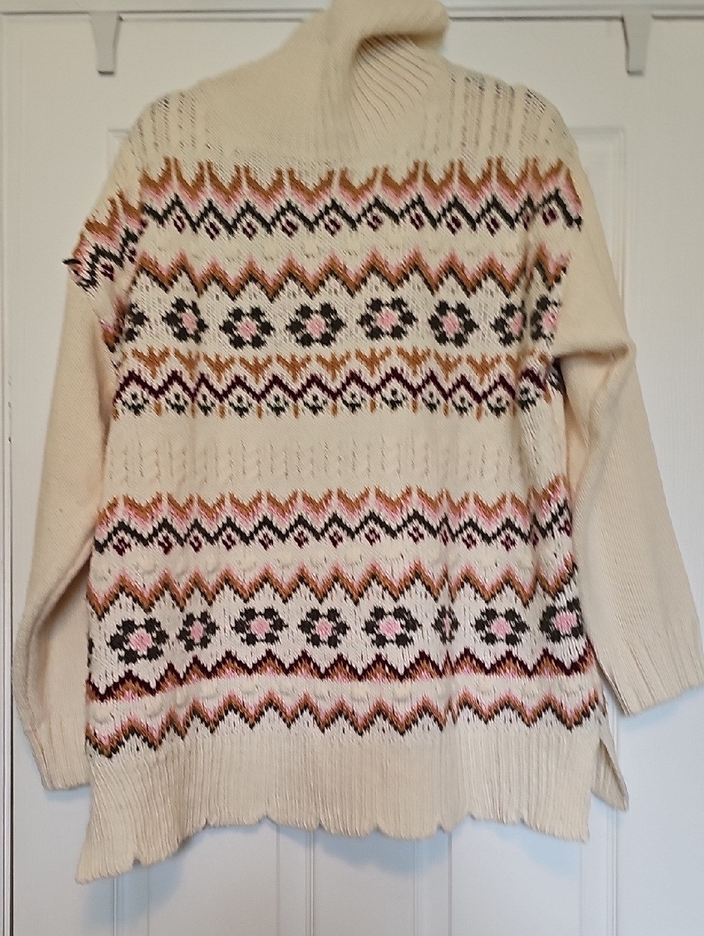 Cream Fair Isle Turtleneck Sweater - Women